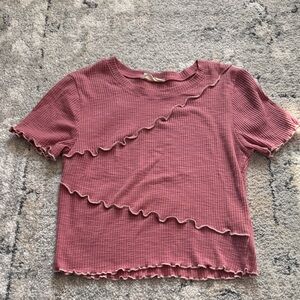Altar'd State Mauve Ruffled Crop Top Size Small